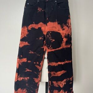 H&M Black and Red Tie-Dye Jeans